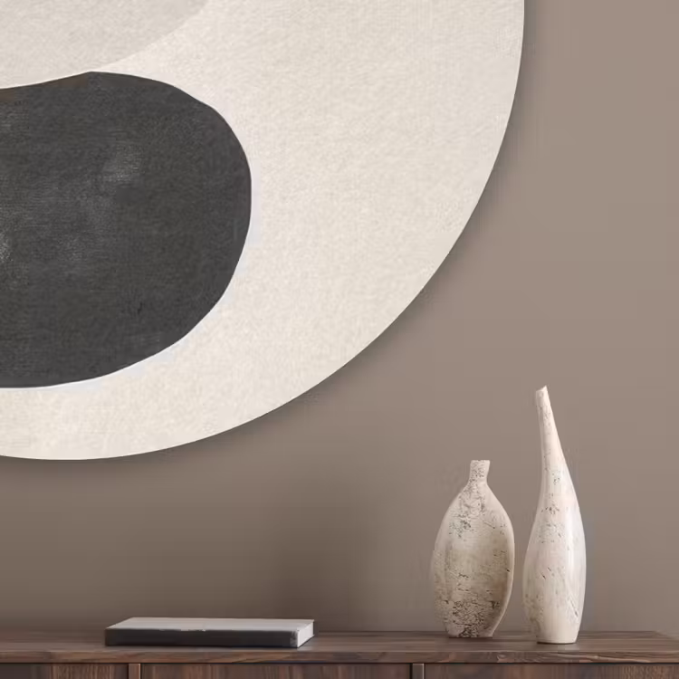 Japandi - Wabi sabi - Beige Akoestische PET Vilt - Rond klein -sfeer5_closeup