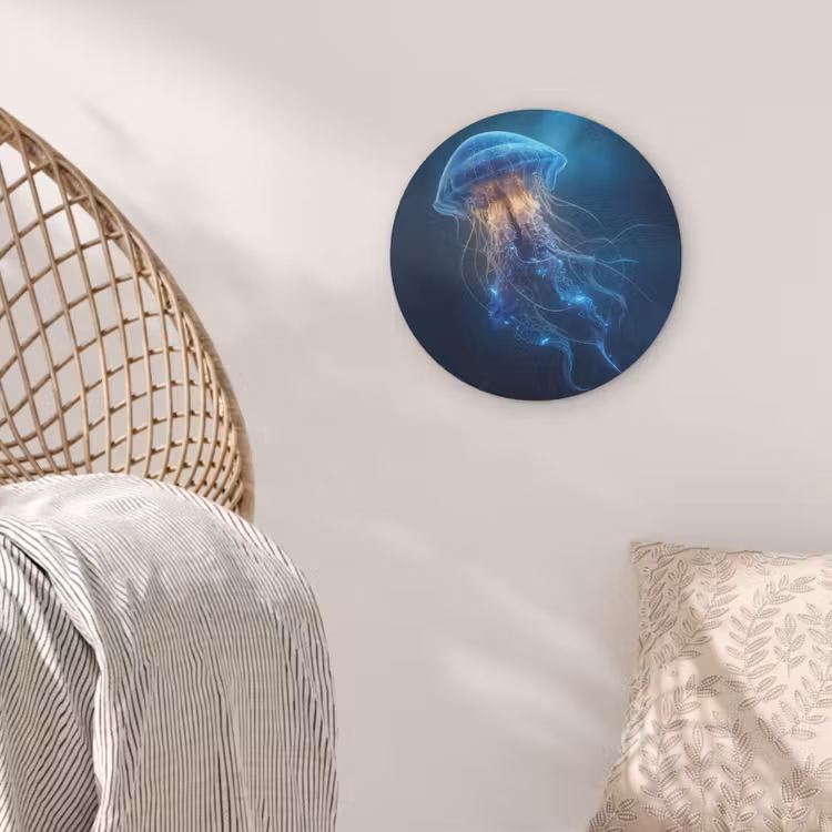 Kwal - Lichtgevend - Tentakels - Blauw Akoestische PET Vilt - Rond klein -sfeer4