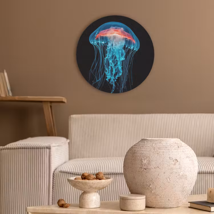 Kwal - Tentakels - Blauw - Licht Akoestische PET Vilt - Rond klein -sfeer1