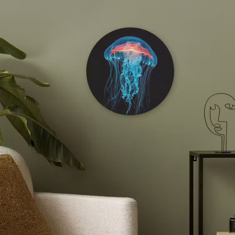 Kwal - Tentakels - Blauw - Licht Akoestische PET Vilt - Rond klein -sfeer2