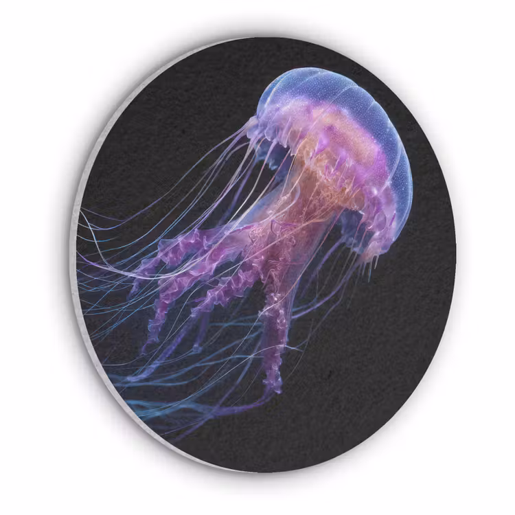 Kwal - Doorzichtig - Roze - Tentakels Akoestische PET Vilt - Rond klein -3d