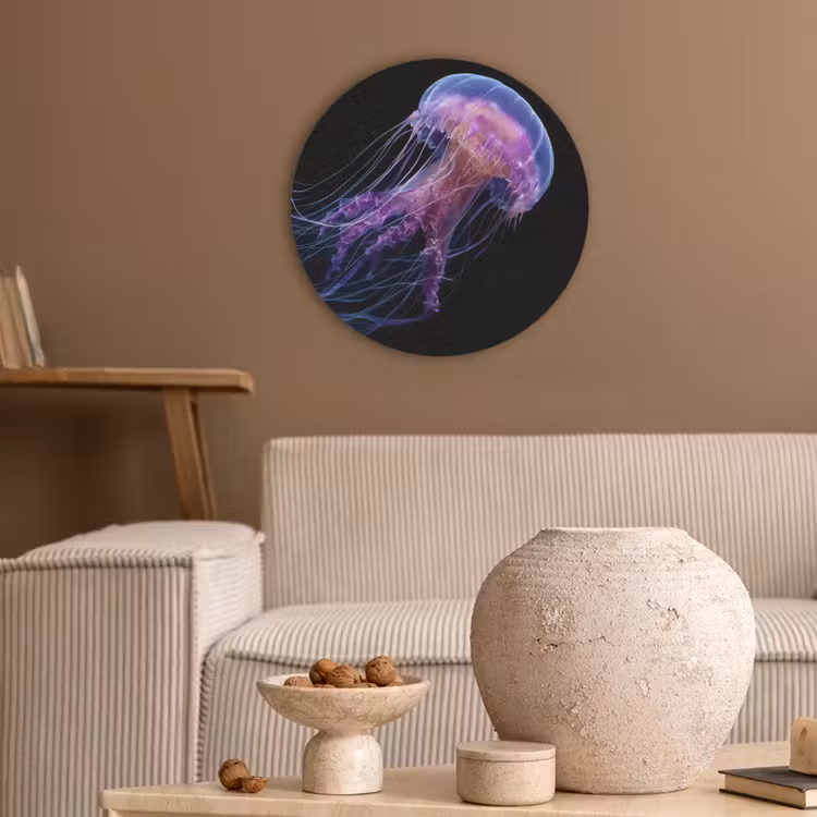 Kwal - Doorzichtig - Roze - Tentakels Akoestische PET Vilt - Rond klein -sfeer1