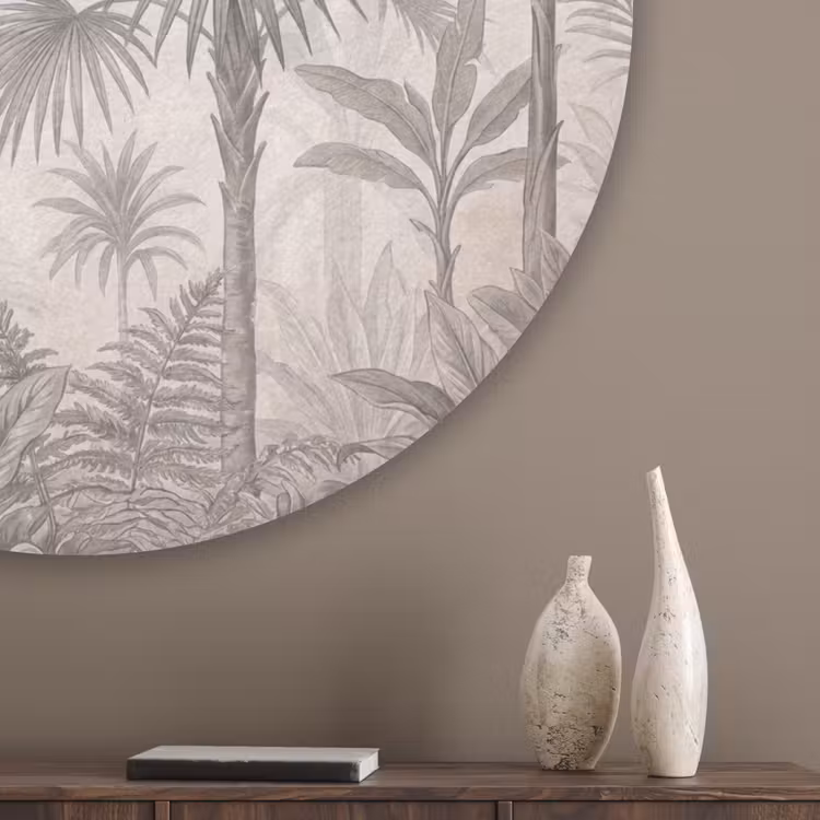 Jungle - Banenboom - Kolibrie - Beige Akoestische PET Vilt - Rond klein -sfeer5_closeup