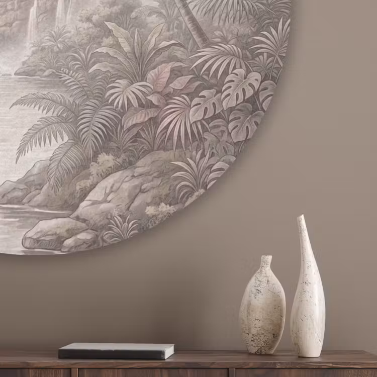 Jungle - Watervallen - Tropisch - Illustratie Akoestische PET Vilt - Rond klein -sfeer5_closeup