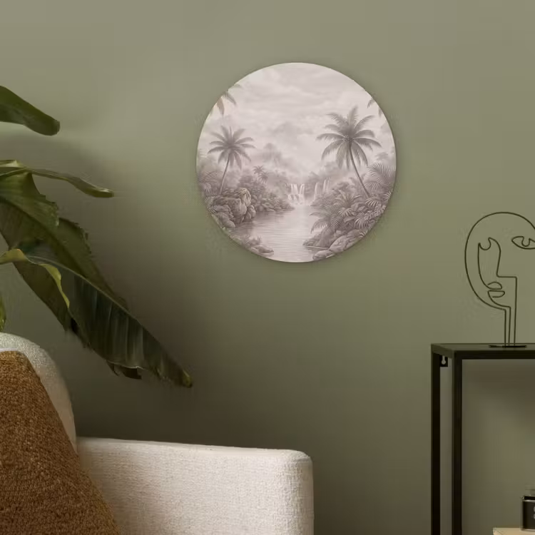 Jungle - Watervallen - Tropisch - Illustratie Akoestische PET Vilt - Rond klein -sfeer2