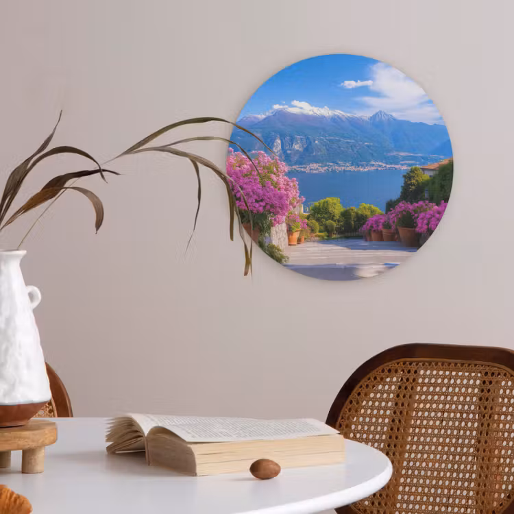 Lake Como - Italië - Landschap Akoestische PET Vilt - Rond klein -sfeer3