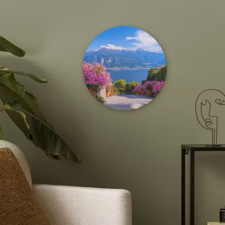 Lake Como - Italië - Landschap Akoestische PET Vilt - Rond klein -sfeer2