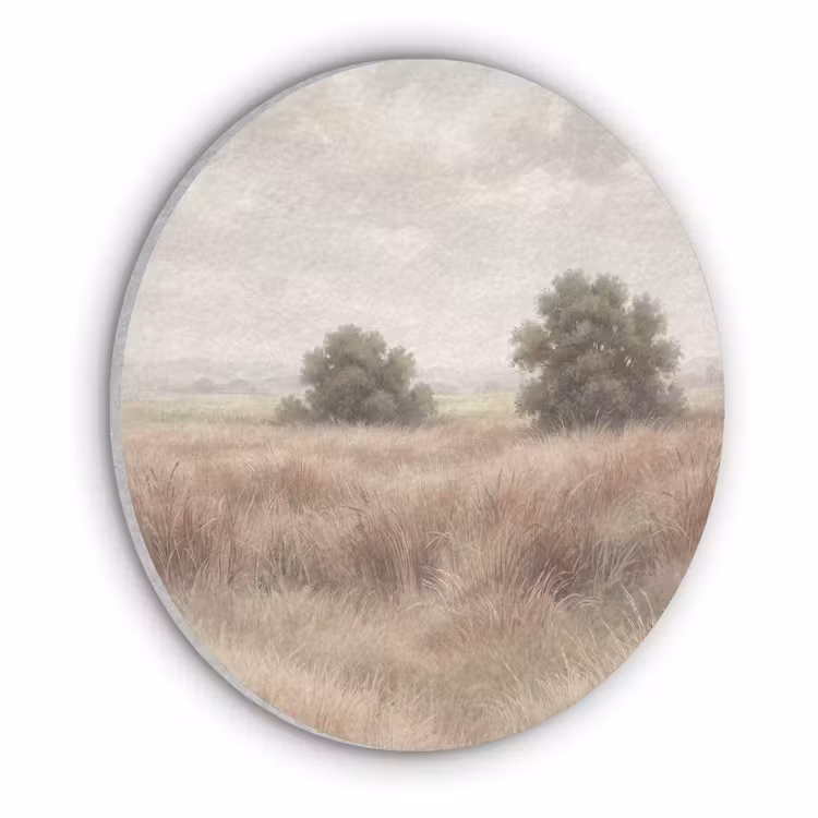 Landschap - Minimalistisch - Beige Akoestische PET Vilt - Rond klein -3d