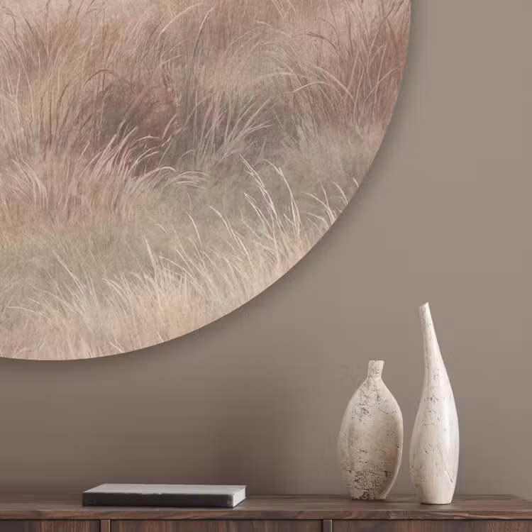 Landschap - Minimalistisch - Beige Akoestische PET Vilt - Rond klein -sfeer5_closeup