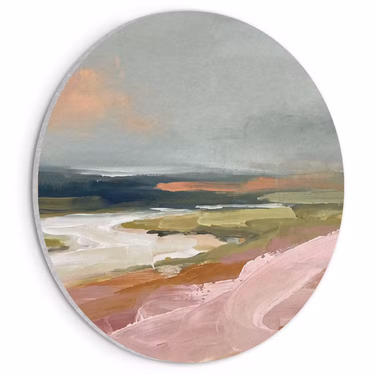 Landschap - Rivier - Abstract - Roze - Groen Akoestische PET Vilt - Rond klein -3d