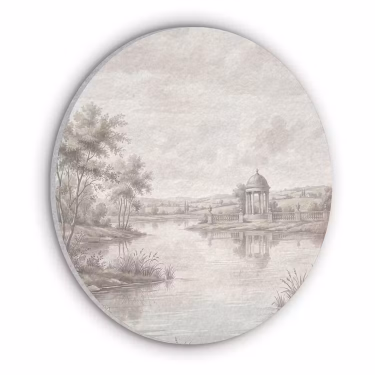 Landschap - Water - Natuur - Sepia Akoestische PET Vilt - Rond klein -3d