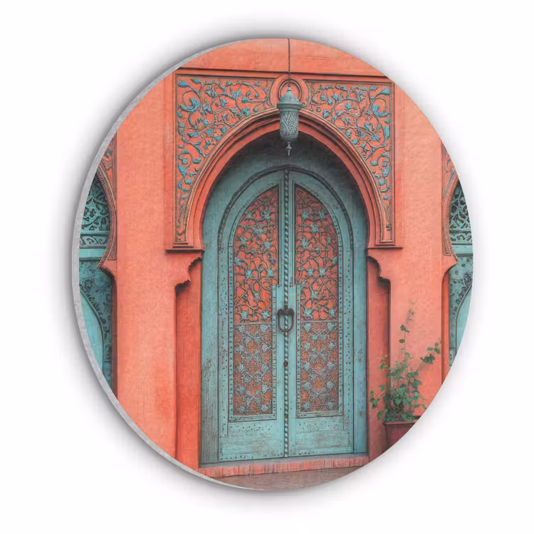Lantaarn - Deur - Turquoise Akoestische PET Vilt - Rond klein -3d