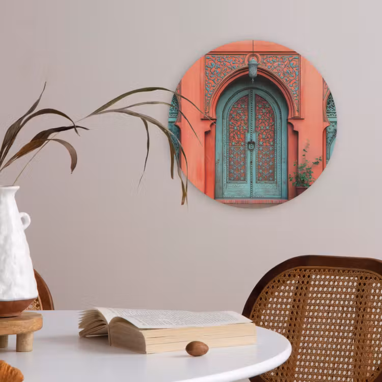 Lantaarn - Deur - Turquoise Akoestische PET Vilt - Rond klein -sfeer3