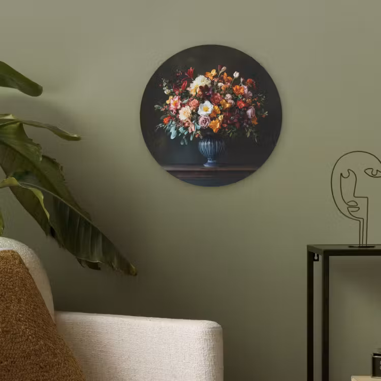 Groot - Bloemen - Vaas - Boeket Akoestische PET Vilt - Rond klein -sfeer2