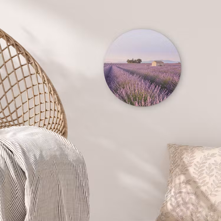 Lavendel - Landschap - Sereen - Paars Akoestische PET Vilt - Rond klein -sfeer4