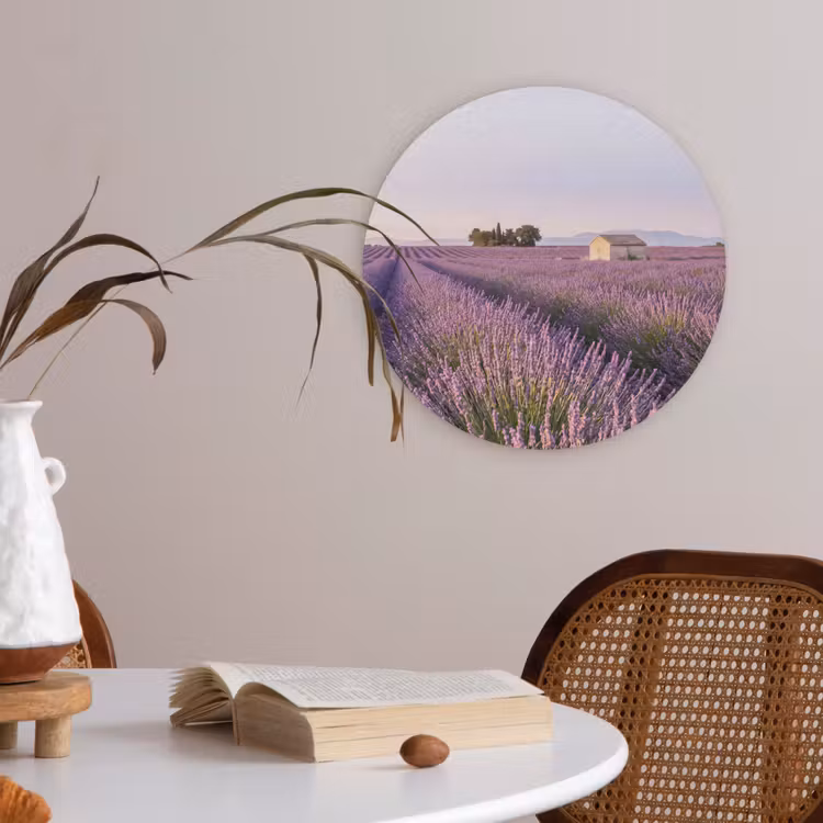 Lavendel - Landschap - Sereen - Paars Akoestische PET Vilt - Rond klein -sfeer3