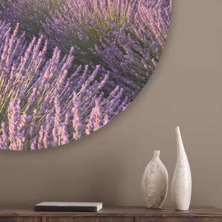 Lavendel - Landschap - Sereen - Paars Akoestische PET Vilt - Rond klein -sfeer5_closeup