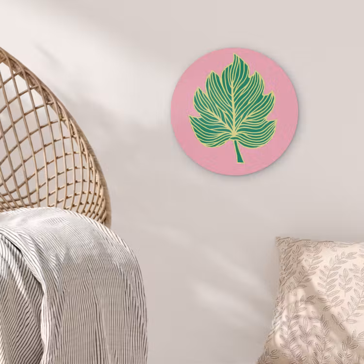 Blad - Groen - Illustratie - Minimalistisch Akoestische PET Vilt - Rond klein -sfeer4