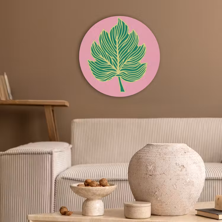 Blad - Groen - Illustratie - Minimalistisch Akoestische PET Vilt - Rond klein -sfeer1