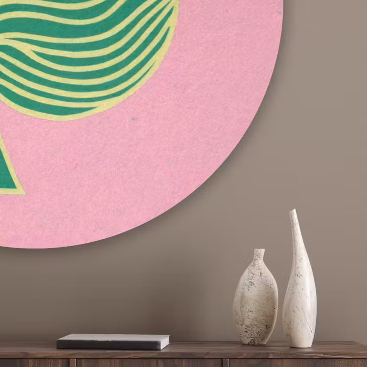 Blad - Groen - Illustratie - Minimalistisch Akoestische PET Vilt - Rond klein -sfeer5_closeup