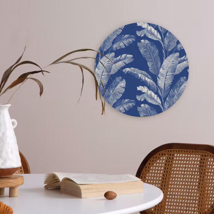 Blad - Palm - Blauw Akoestische PET Vilt - Rond klein 838 -sfeer3
