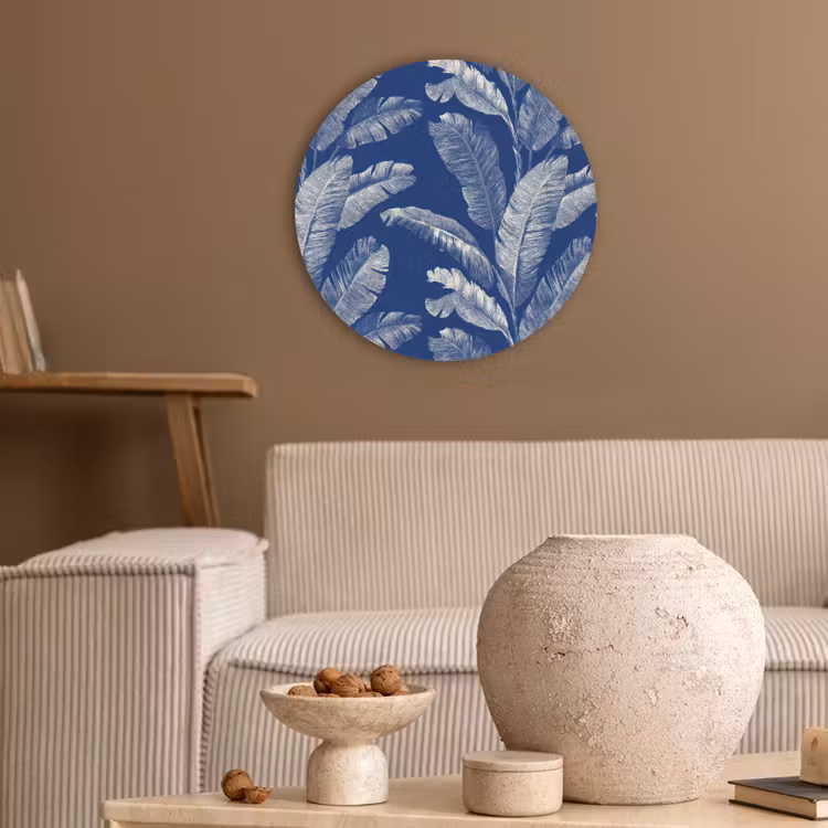 Blad - Palm - Blauw Akoestische PET Vilt - Rond klein 838 -sfeer1