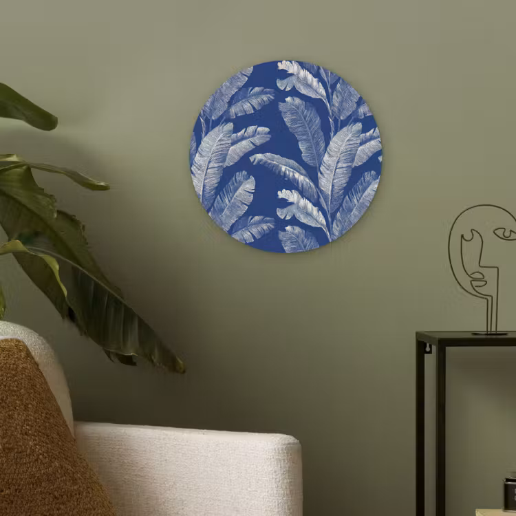 Blad - Palm - Blauw Akoestische PET Vilt - Rond klein 838 -sfeer2