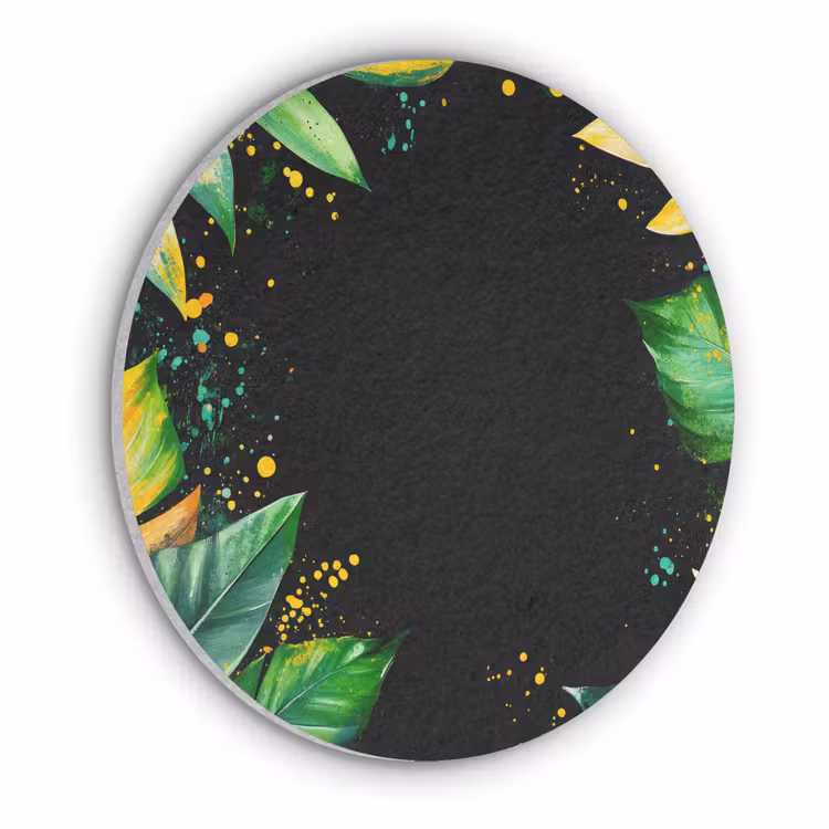 Bladeren - Groen - Geel - Verf - Jungle Akoestische PET Vilt - Rond klein -3d