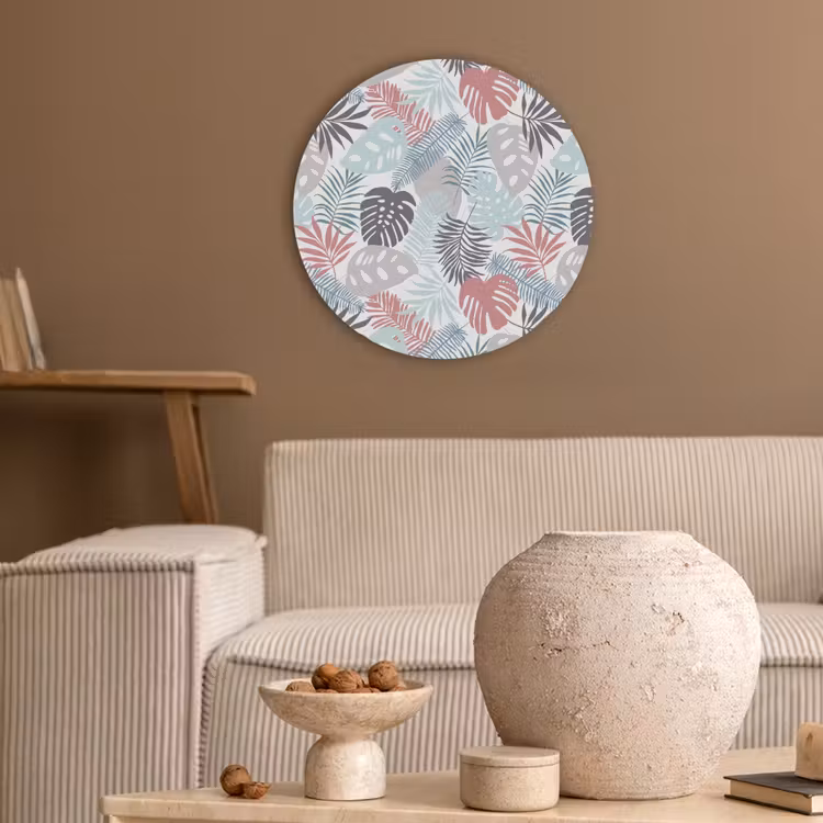 Bladeren - Jungle - Pastel - Tropisch Akoestische PET Vilt - Rond klein -sfeer1