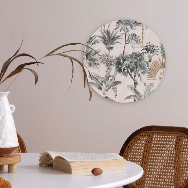 Bladeren - Monstera - Jungle - Tropical Akoestische PET Vilt - Rond klein -sfeer3