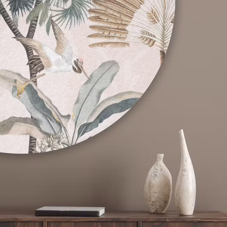 Bladeren - Monstera - Jungle - Tropical Akoestische PET Vilt - Rond klein -sfeer5_closeup