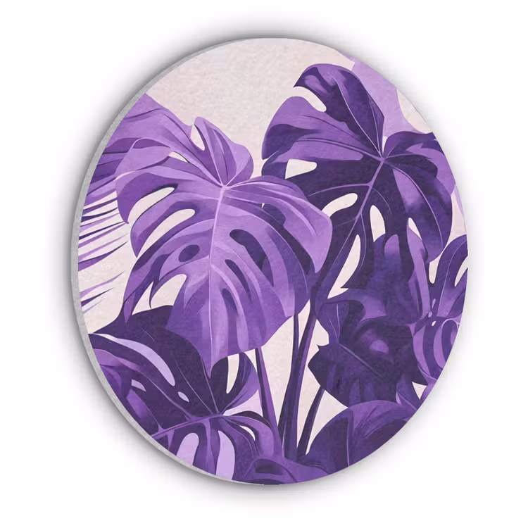 Bladeren - Paars - Tropisch - Abstract Akoestische PET Vilt - Rond klein -3d