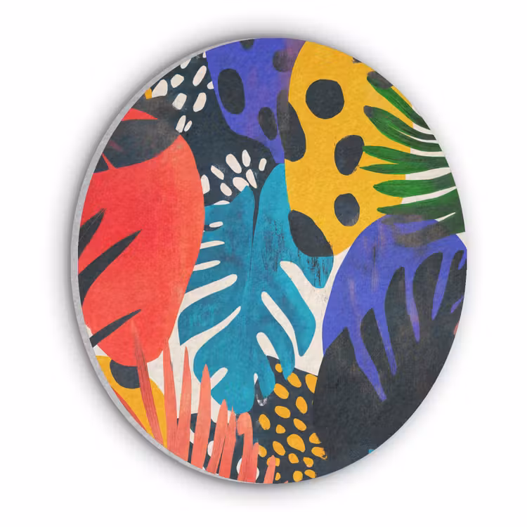 Bladeren - Vormen - Abstract - Kleurrijk Akoestische PET Vilt - Rond klein -3d