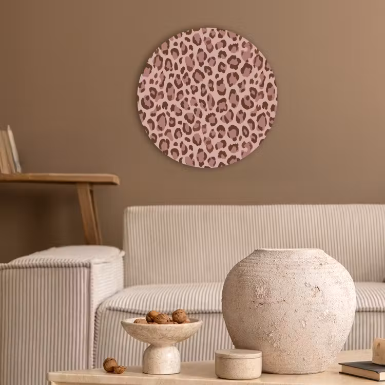 Luipaard - Patroon - Roze Akoestische PET Vilt - Rond klein 838 -sfeer1