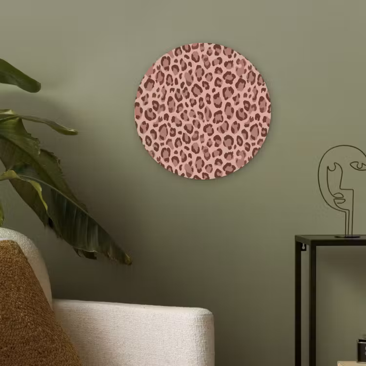 Luipaard - Patroon - Roze Akoestische PET Vilt - Rond klein 838 -sfeer2