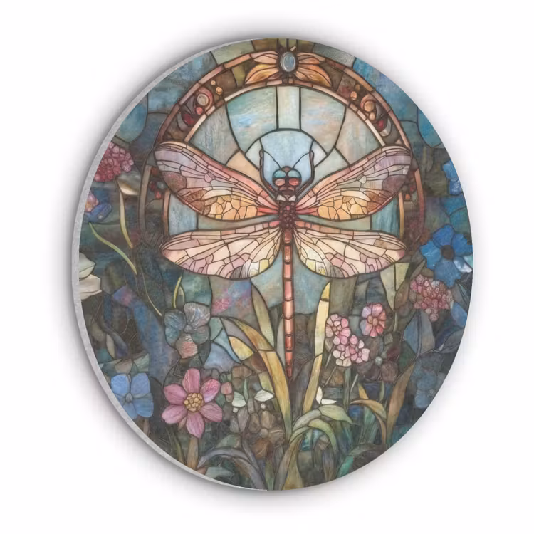 Libelle - Mozaïek - Bloemen - Kleurrijk Akoestische PET Vilt - Rond klein -3d