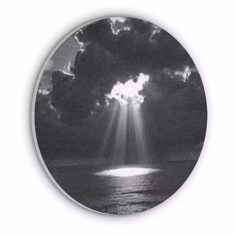 Licht - Wolken - Zee - Zwart-wit - Natuur Akoestische PET Vilt - Rond klein -3d