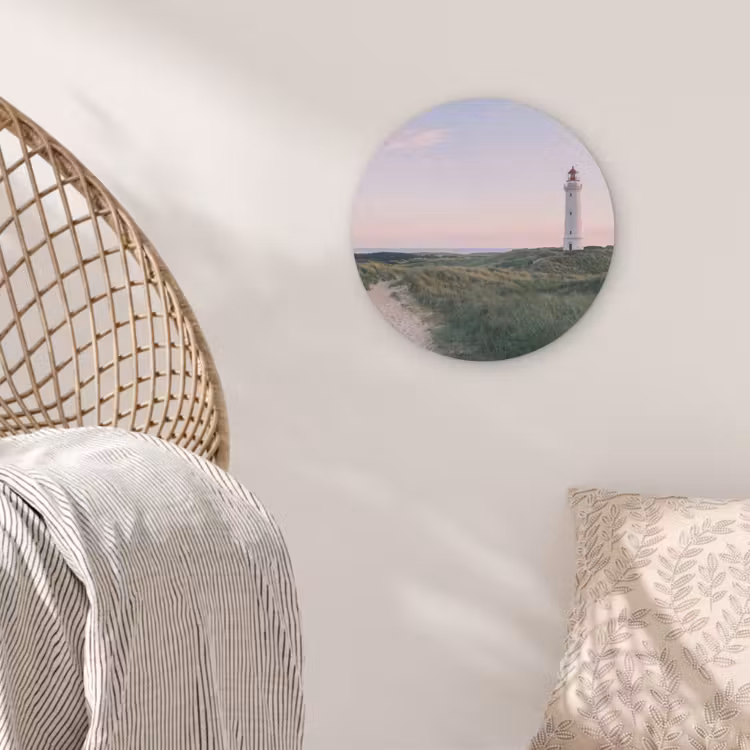 Vuurtoren - Duinlandschap - Zee Akoestische PET Vilt - Rond klein -sfeer4