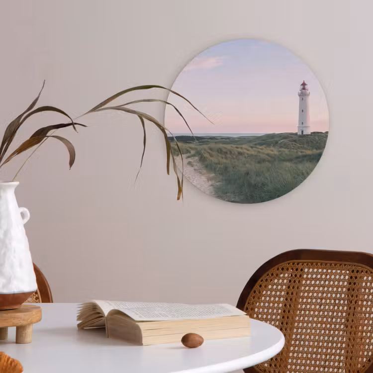Vuurtoren - Duinlandschap - Zee Akoestische PET Vilt - Rond klein -sfeer3