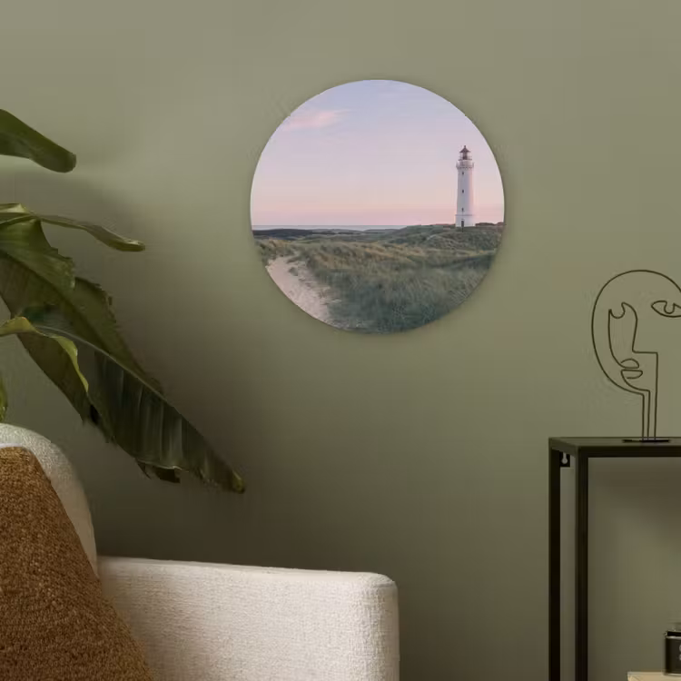 Vuurtoren - Duinlandschap - Zee Akoestische PET Vilt - Rond klein -sfeer2