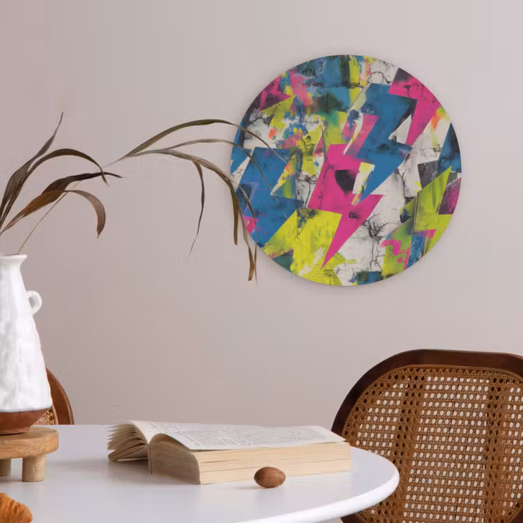 Bliksemschichten - Patroon - Marmer - Kleuren Akoestische PET Vilt - Rond klein -sfeer3