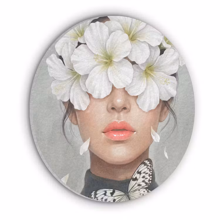 Lelies - Portret - Wit Akoestische PET Vilt - Rond klein -3d