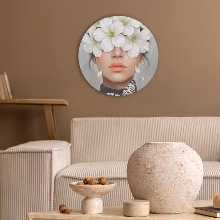 Lelies - Portret - Wit Akoestische PET Vilt - Rond klein -sfeer1