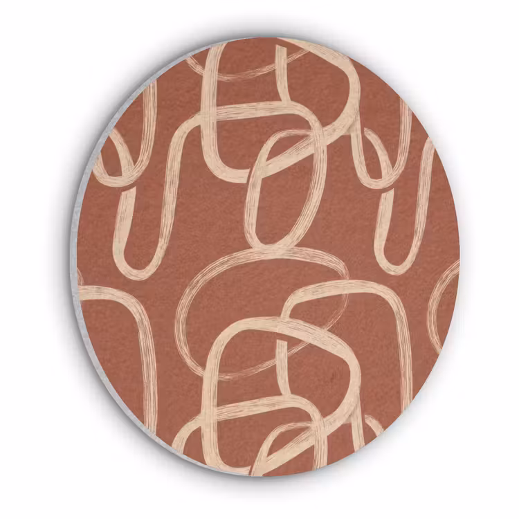Lijnen - Abstract - Organisch - Terracotta - Crème Akoestische PET Vilt - Rond klein 838 -3d