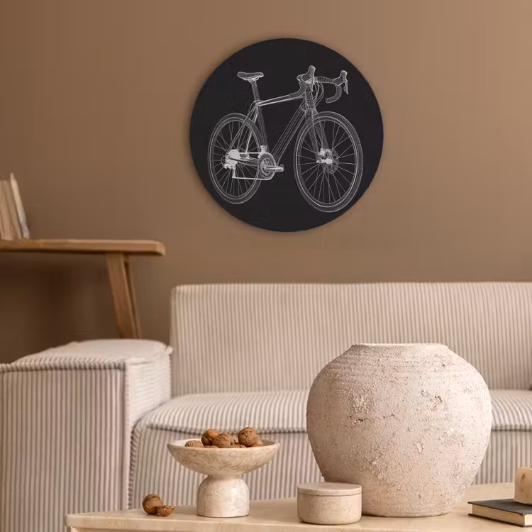 Lijnen - Illustratie - Wit Akoestische PET Vilt - Rond klein -sfeer1