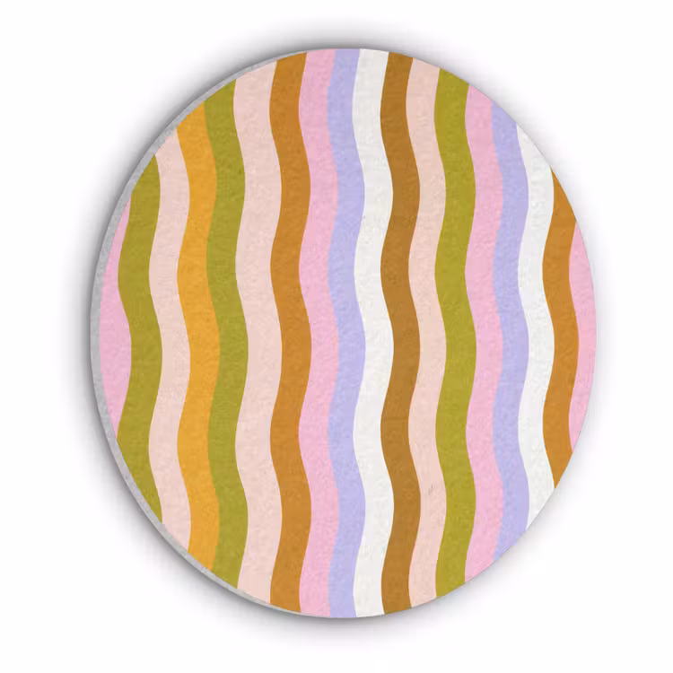 lijnen - Golven - Pastelkleuren - Patroon Akoestische PET Vilt - Rond klein -3d
