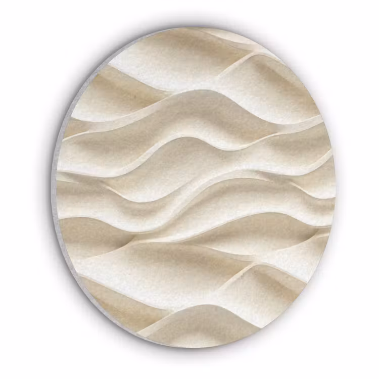 Lijnen - Golvend - Crème Akoestische PET Vilt - Rond klein 838 -3d