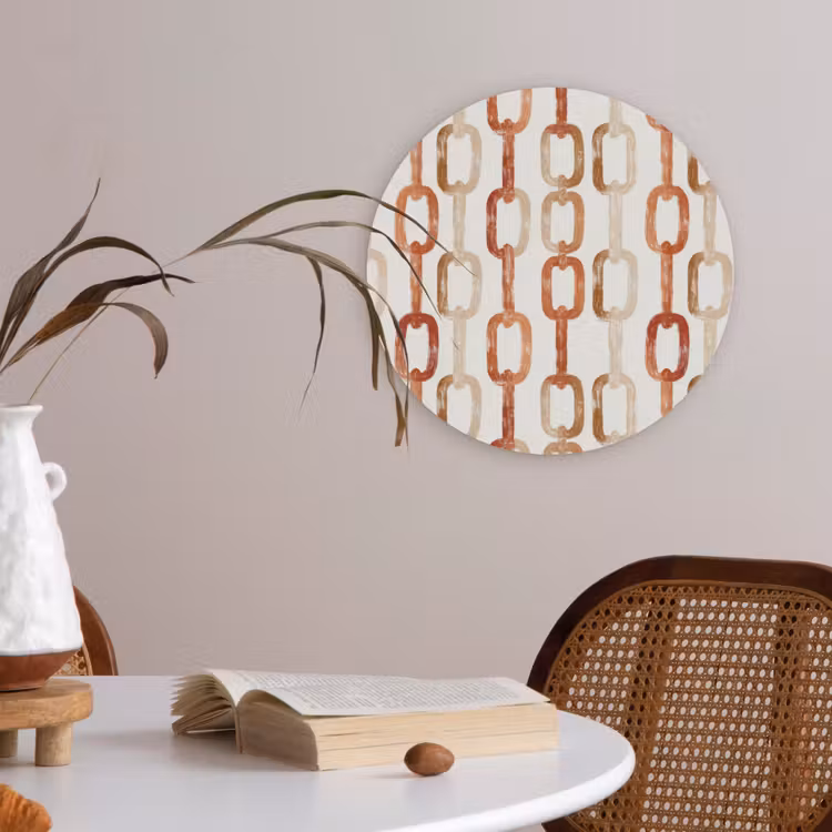 Schakels - Patroon - Aquarel - Terracotta Akoestische PET Vilt - Rond klein 838 -sfeer3