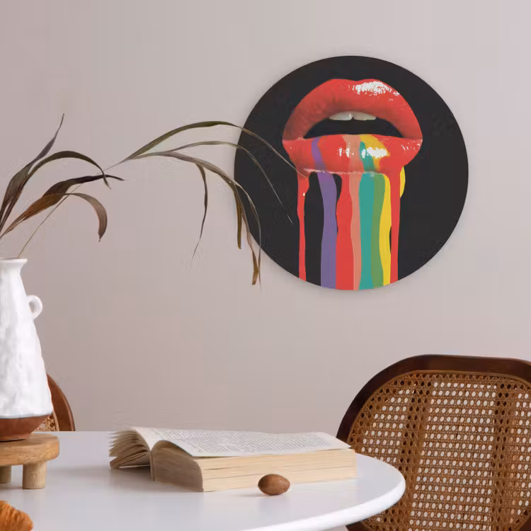 Lippen - Kleuren - Zwart Akoestische PET Vilt - Rond klein -sfeer3