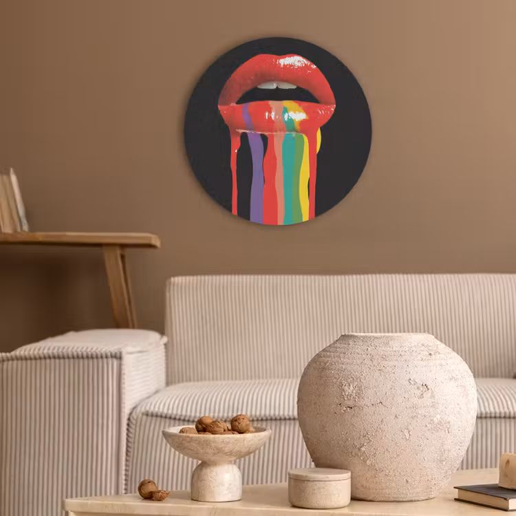 Lippen - Kleuren - Zwart Akoestische PET Vilt - Rond klein -sfeer1